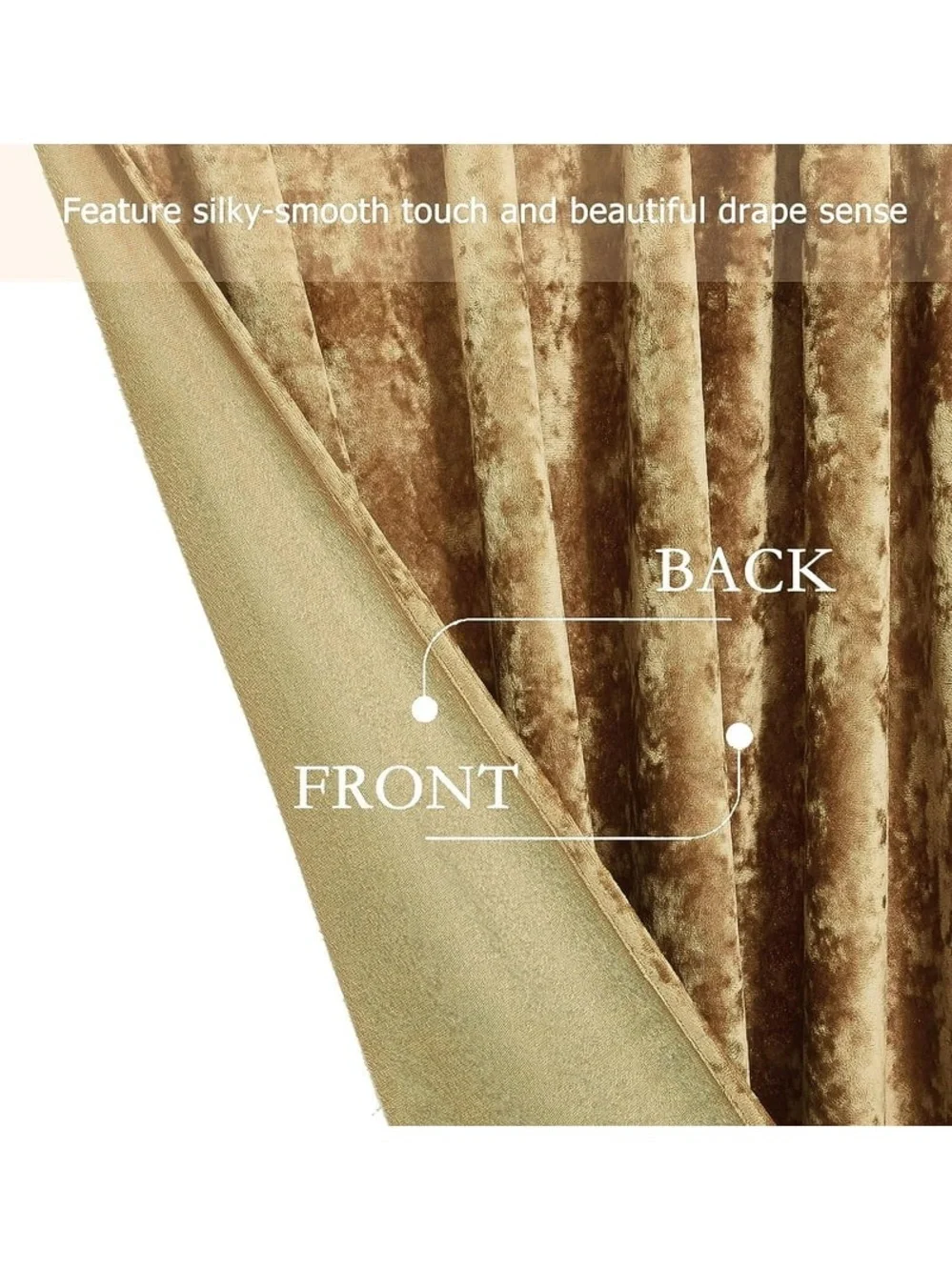 Gold Velvet Rod Pocket Window Curtains - Luxury Home Accents 100x96in set